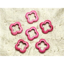 10pc - Synthetic Turquoise Beads - Flowers 20mm Pink 4558550036322