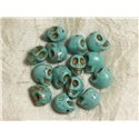 10pc - Perles Pierre Turquoise synthèse Crânes Têtes de Mort 12x10mm Bleu Turquoise - 4558550036360 