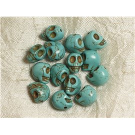10pc - Cuentas de piedra turquesa sintética Calaveras de calavera 12x10mm Azul turquesa - 4558550036360 