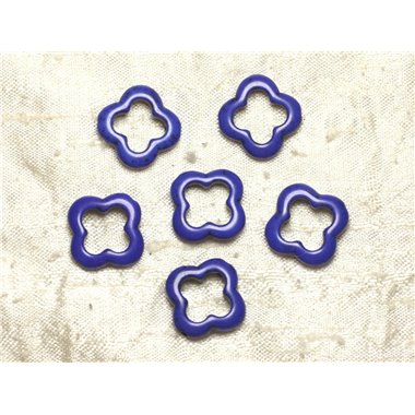 10pc - Perles en Turquoise de Synthèse - Fleurs 20mm Bleu   4558550036414