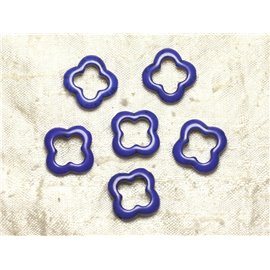 10pc - Synthetic Turquoise Beads - Flowers 20mm Blue 4558550036414
