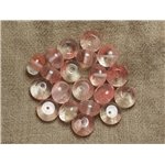 10pc - Perles Pierre - Quartz Cerise Rondelles 12x9mm Rose corail peche transparent - 4558550036421