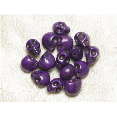 Sac 10pc - Perles Tête de Mort Crâne Violets 10x12 mm  4558550036445