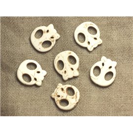 5pc - Cuentas de piedra turquesa sintética Calavera Blanco 20mm 4558550036537