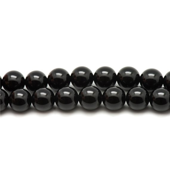 10pc - Perles de Pierre - Onyx Noir Boules 10mm   4558550036605