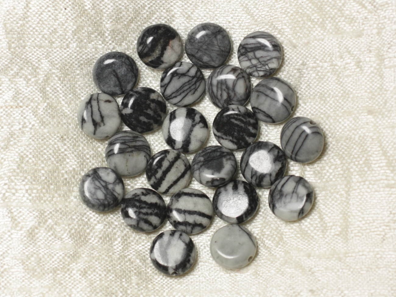 5pc - Perles de Pierre - Jaspe Zèbre Palets 10mm   4558550036674