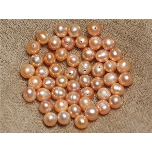 10pc - Perles culture eau douce Boules Olives 5-7mm Rose clair pastel - 4558550036681