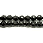 20pc - Perles de Pierre - Onyx Noir Boules Facettées 4mm   4558550036711