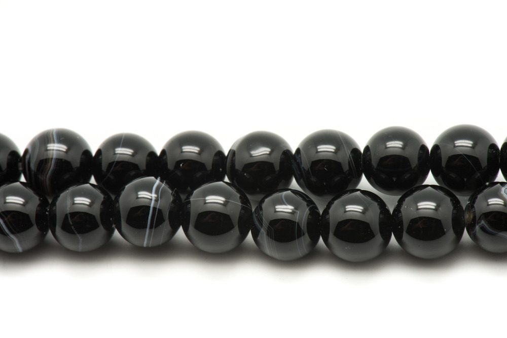 10pc - Perles de Pierre - Agate Noire Boules 8mm   4558550036742