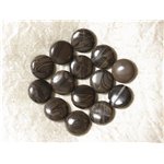 4pc - Perles de Pierre - Jaspe Café ronds palets 15mm - 4558550036797