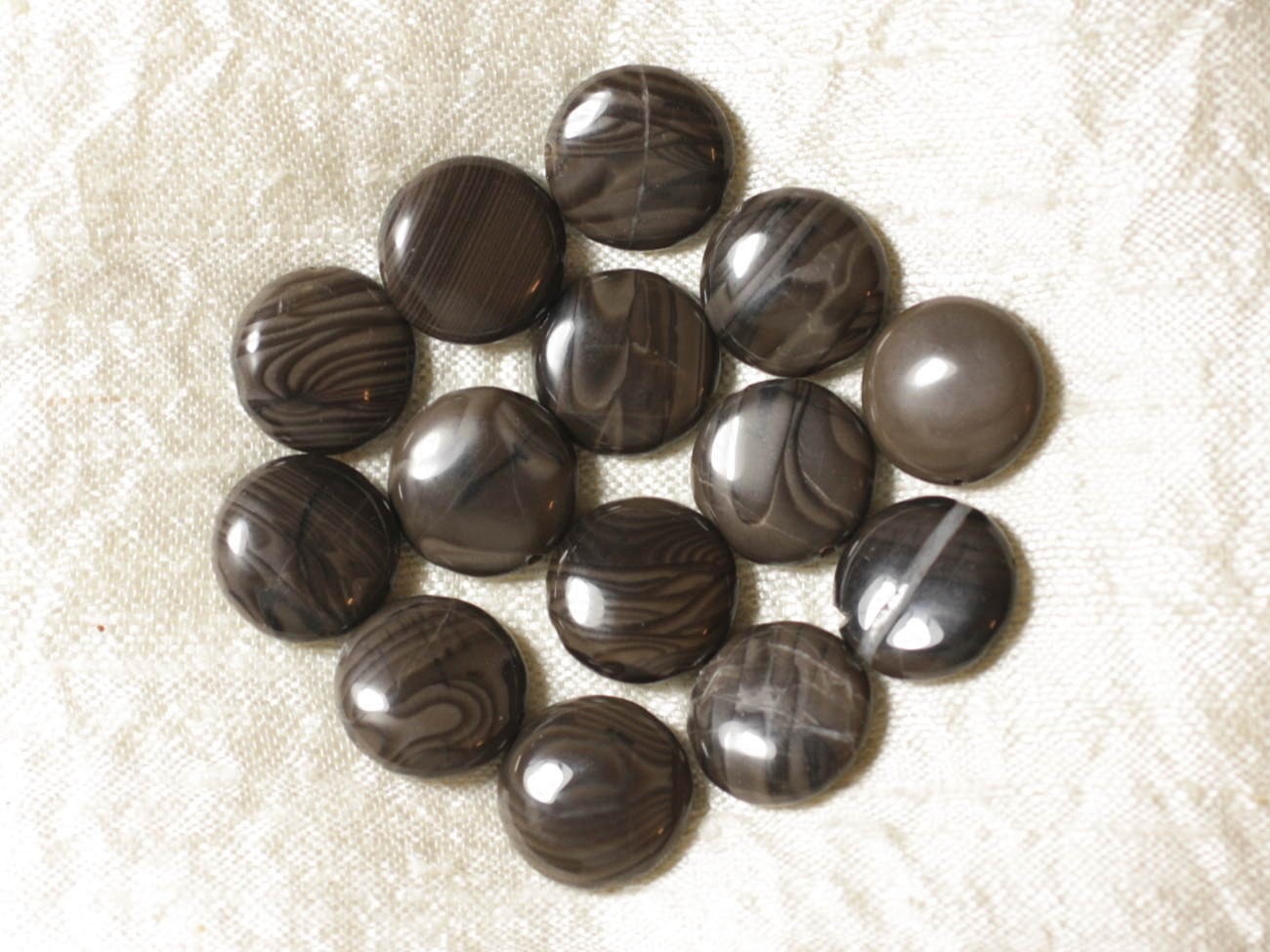 4pc - Perles de Pierre - Jaspe Café ronds palets 15mm - 4558550036797