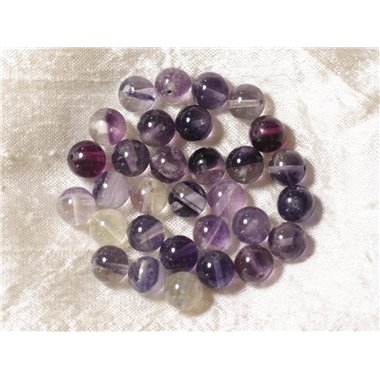 10pc - Perles de Pierre - Fluorite Violette Boules 6mm - 7427039732772