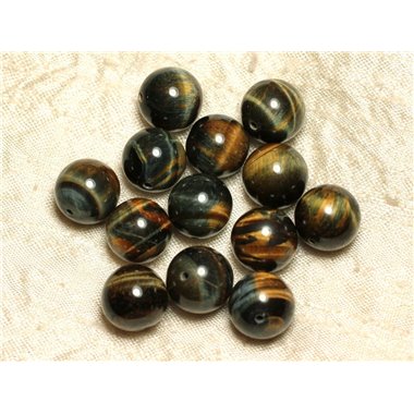 2pc - Perles de Pierre - Oeil de Tigre et Faucon Boules 12mm   4558550036858