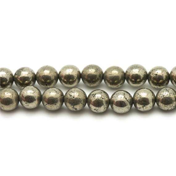 10pc - Perles de Pierre - Pyrite Dorée Boules 6mm - 4558550036865