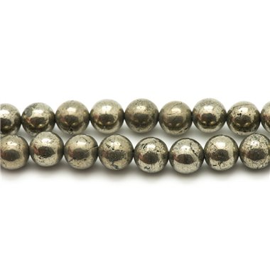 10pc - Perles de Pierre - Pyrite Dorée Boules 6mm - 4558550036865