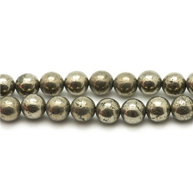 10pc - Perles Pierre - Pyrite Boules 6mm Gris Or Doré - 4558550036865