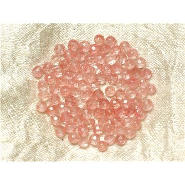 20pc - Perles de Pierre - Quartz Cerise Boules Facettées 4mm   4558550037039