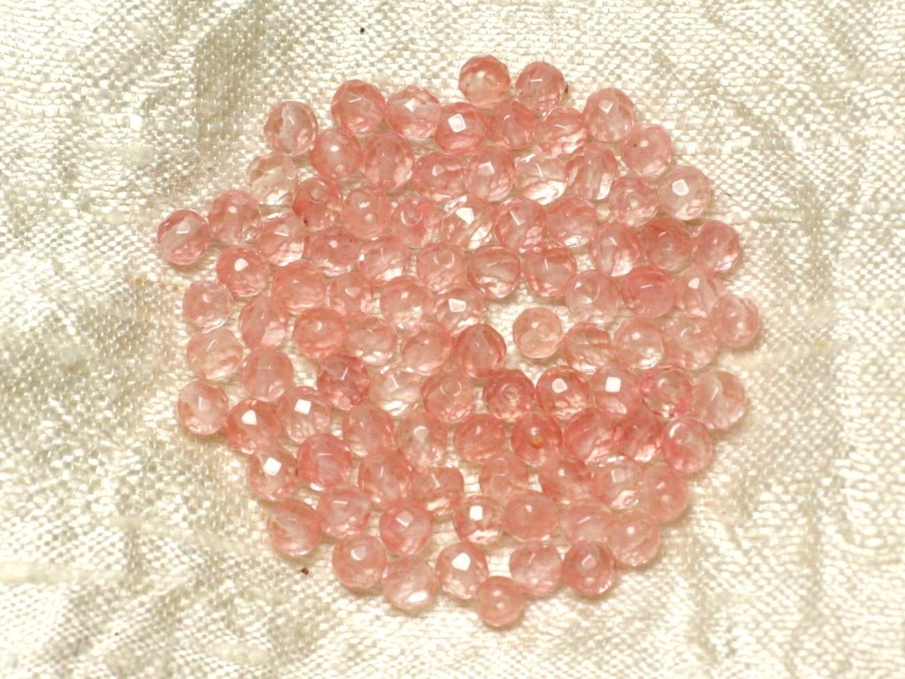 20pc - Perles de Pierre - Quartz Cerise Boules Facettées 4mm   4558550037039