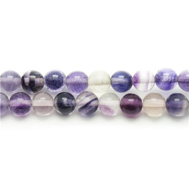 10pc - Perles de Pierre - Fluorite Violette Boules 10mm   4558550037053