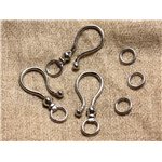 20pc - Grands Fermoirs Crochets Métal Argenté 39 x 16mm  4558550037060