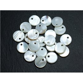 10pc - Dijes colgantes de nácar blanco redondos 10 mm 4558550037138