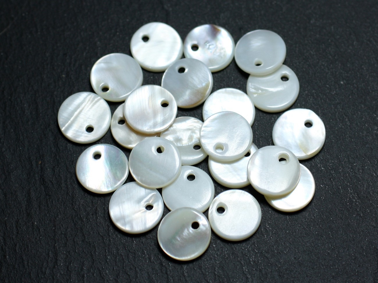 10pc - Perles Breloques Pendentifs Nacre Blanche Ronds 10mm   4558550037138