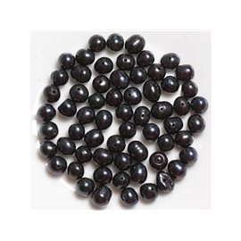 10pc - Perles Culture eau douce boules 5-6mm Noir irisé - 4558550037169