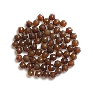 10pc - Perles de Pierre - Agate Marron Boules Facettées 6mm   4558550037176
