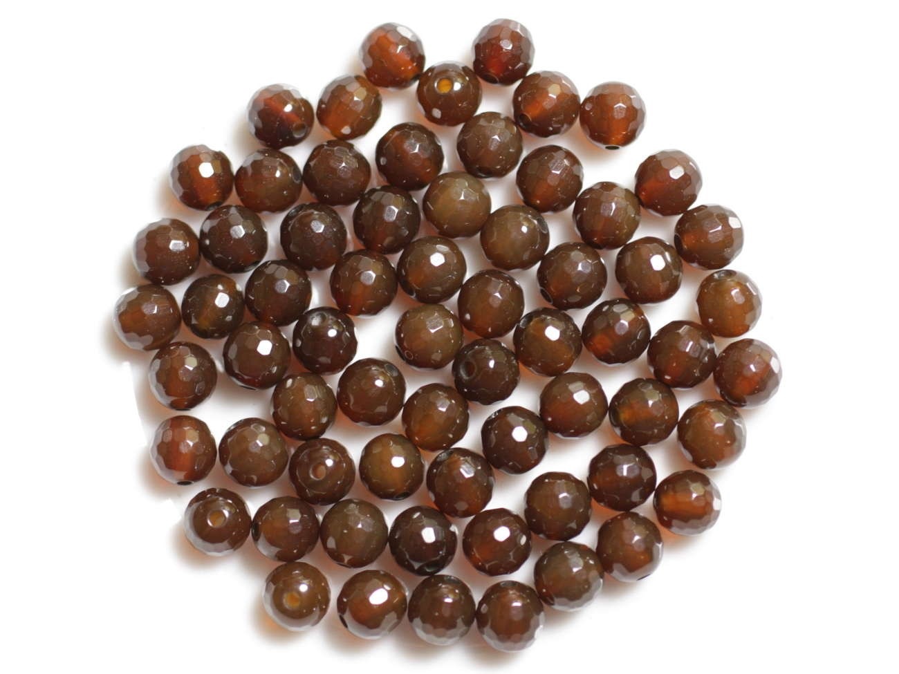 10pc - Perles de Pierre - Agate Marron Boules Facettées 6mm   4558550037176