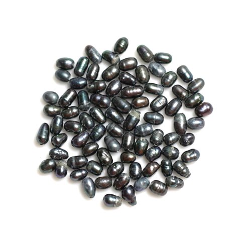 10pc - Perles Culture eau douce Olives Riz 3-5mm Noir - 4558550037237