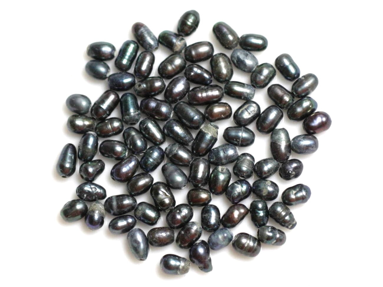 10pc - Perles Culture eau douce Olives Riz 3-5mm Noir - 4558550037237