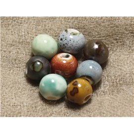 100pc - lot mélange multicolore Perles céramique porcelaine antique Boules 10mm