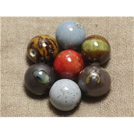 100pc - lot au choix mélange multicolore - Perles céramique porcelaine Boules 18mm
