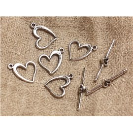 10pc - T Toogle Clasps Silver Metal Quality Hearts 18mm 4558550037336