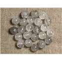 5pc - Perles Pierre - Cristal de Roche Quartz blanc gris Boules 10mm - 7427039736442