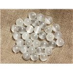 10pc - Perles en Verre Oeil de Chat Boules 8mm Blanc   4558550037374