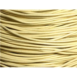 5 mètres - Fil Corde Cordon Cuir Rond 2mm Jaune clair pastel crème ivoire - 4558550037503