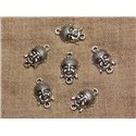 4pc - Perles Connecteurs Métal Argenté Rhodium Bouddha 23mm   4558550022097 