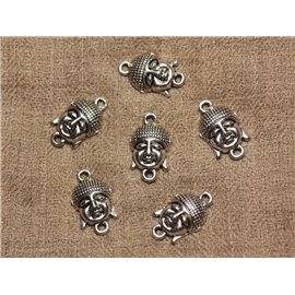 4pc - Perline connettori placcato argento Rhodium Buddha 23mm 4558550022097 
