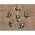 4pc - Perles Connecteurs Métal Argenté Rhodium Bouddha 23mm   4558550022097 