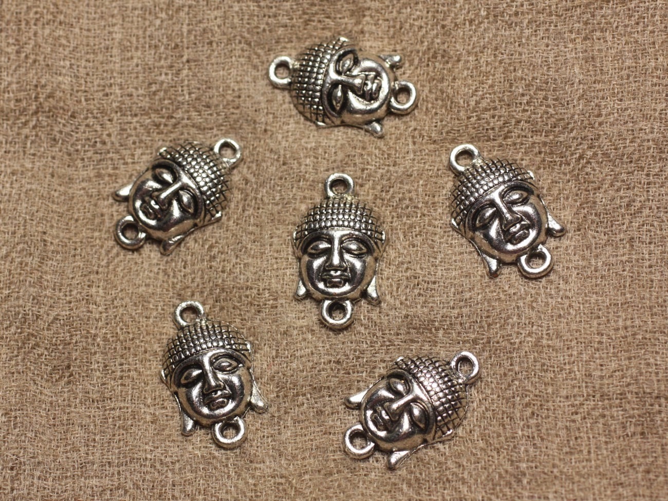 4pc - Perles Connecteurs Métal Argenté Rhodium Bouddha 23mm   4558550022097 