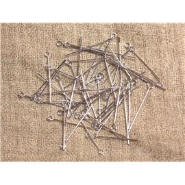 100pc - Rigid Silver Plated Metal Eye Studs - 30 x 3 x 0.6 m 4558550037565