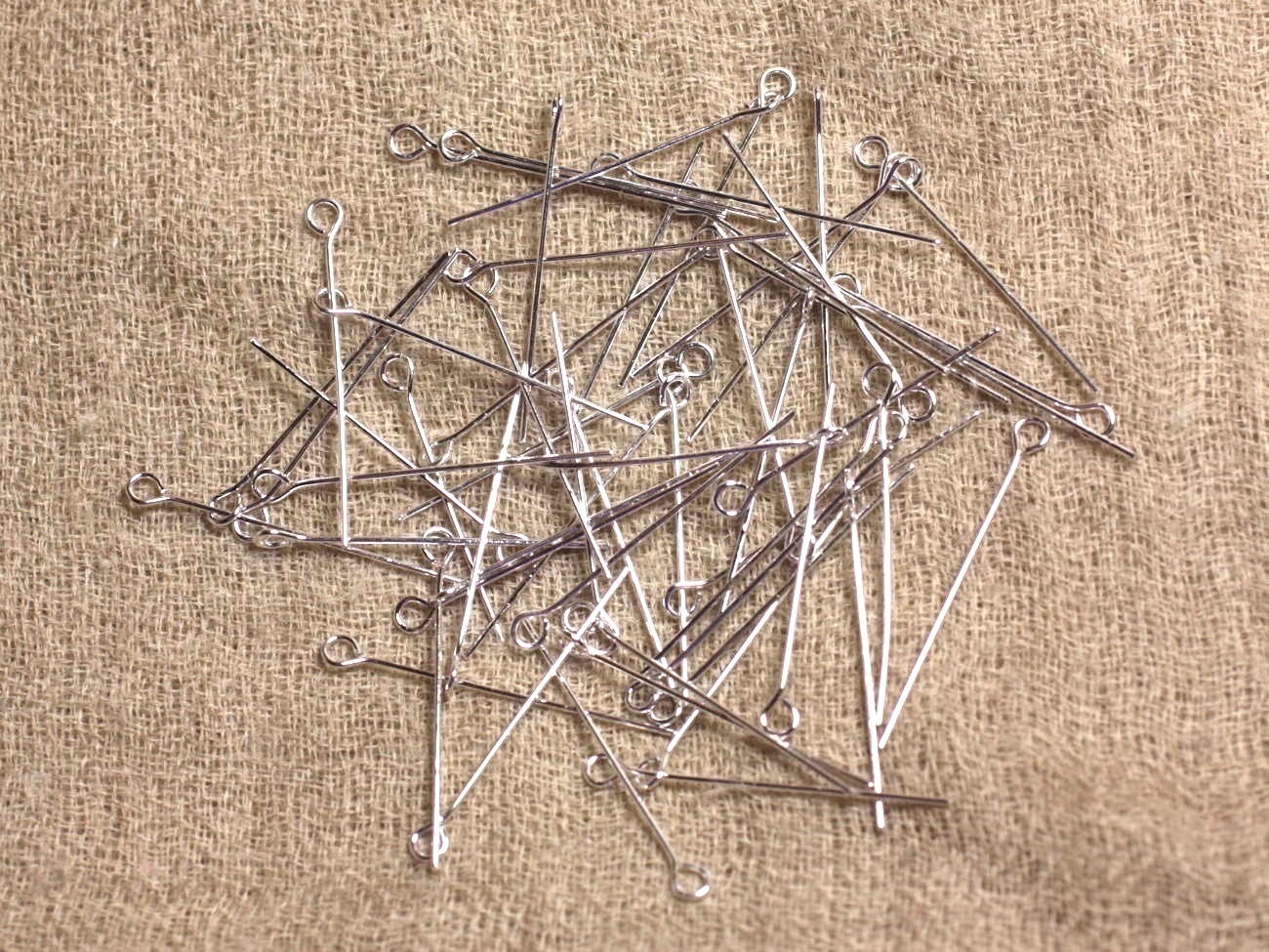 100pc - Tiges Clous à Oeil en Métal Argenté Rigide - 30 x 3 x 0.6 m  4558550037565