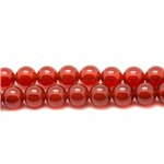 10pc - Perles Pierre - Cornaline Boules 8mm Rouge Orange - 4558550037657