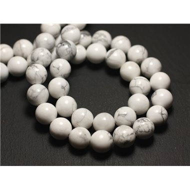 10pc - Perles Pierre - Howlite Boules 8mm blanc gris - 7427039736350