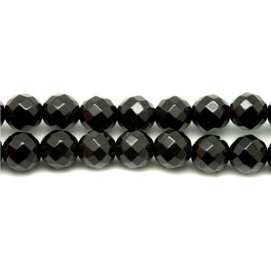 5pc - Perles de Pierre - Onyx Noir Facetté 10mm  4558550037763