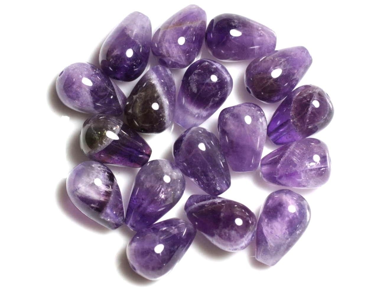 2pc - Perles de Pierre - Améthyste Gouttes 16x10mm - 4558550037800 
