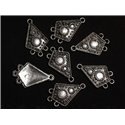 10pc - Perles Connecteurs Métal Argenté Gouttes Triangles 30x18mm - 4558550037817