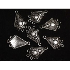 Cuentas de conector de metal bañadas en plata - 30 x 18 mm - Bolsa de 10 piezas 4558550037817 