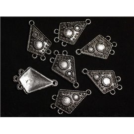 10Stk - Perlenverbinder Silber Metalltropfen Dreiecke 30x18mm - 4558550037817